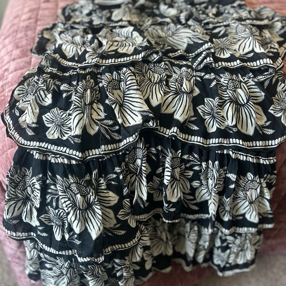 FARM Rio Black and White Floral Maxi Skirt
